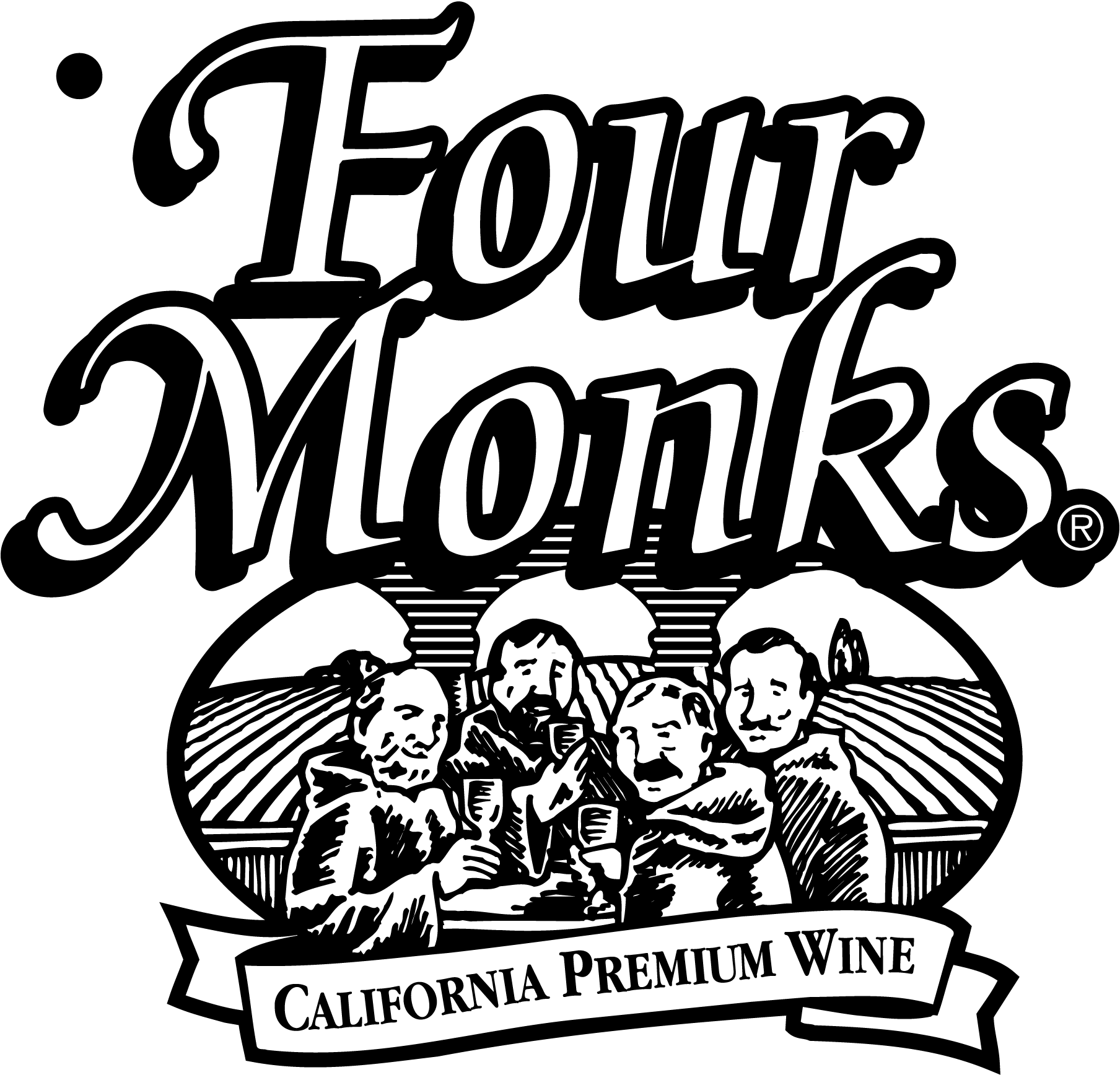 Four-Monks-California-Premium-Wine-Logo-Vector